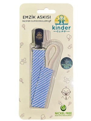Kinder Clips Çizgili Emzik Askısı - Mavi