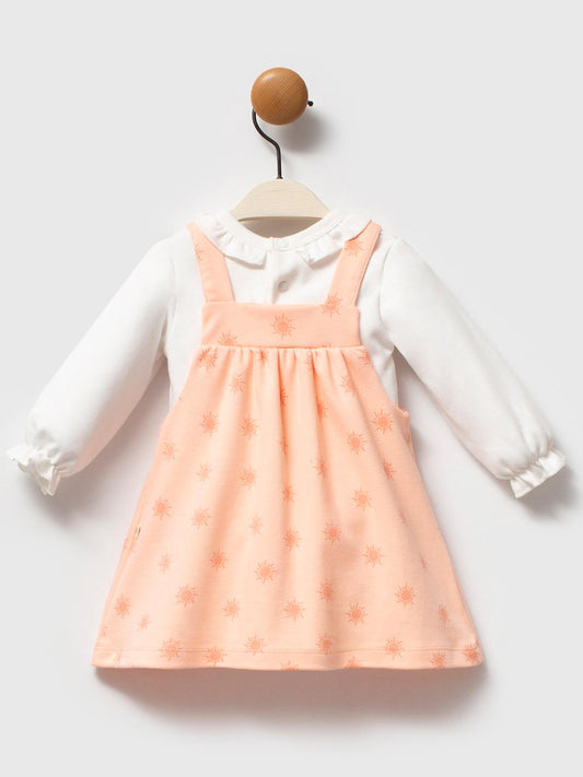 Moi Noi 2Li Baskılı 3-12 Ay Elbise - Pudra