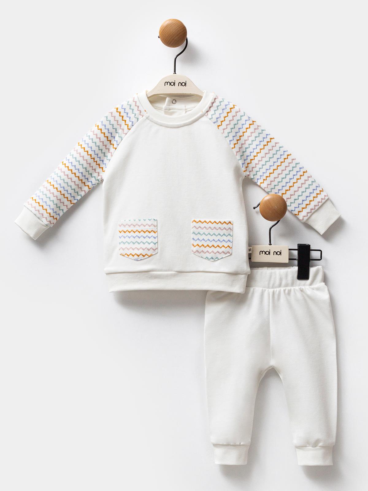 Moi Noi 2Li Baskılı 3-12 Ay Takım - Ekru