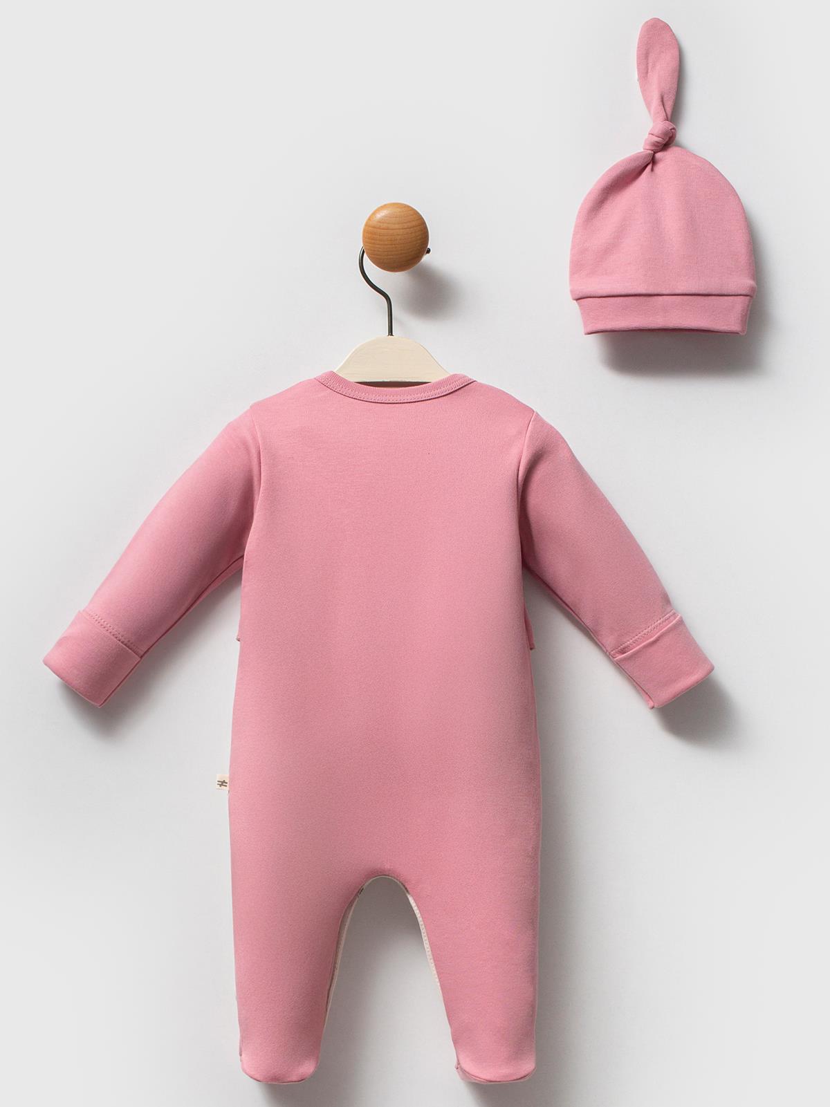 Moi Noi 2Li Şapkalı Baskılı  Tulum - Pembe