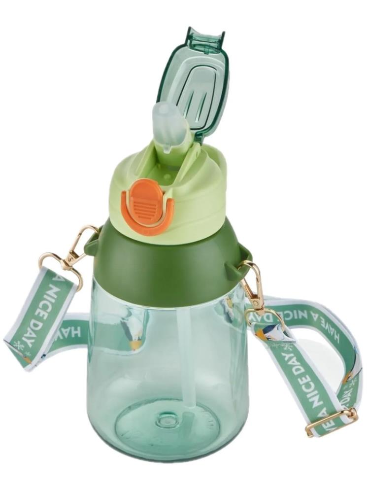 Vagonlife Taşıma Askılı Pipetli Çocuk Su Matarası 800 ml - Yeşil