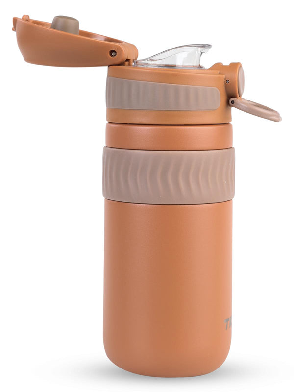 Vagonlife TKK Rahat İçim Çift Yalıtımlı Paslanmaz Çelik Termos Matara 450 ml - Kahverengi