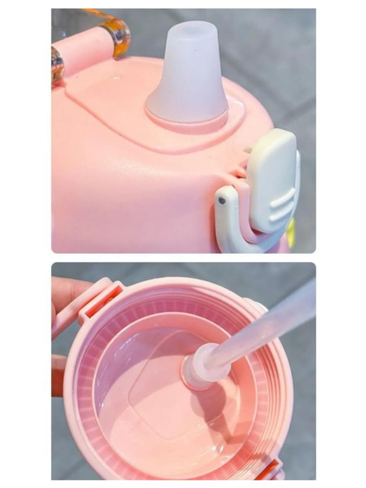 Vagonlife Taşıma Askılı Pipetli Çocuk Su Matarası 1250 ml - Pembe