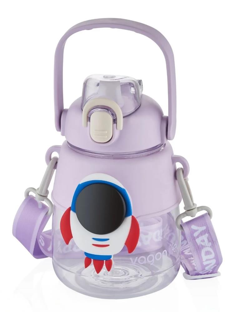 Vagonlife Taşıma Askılı Pipetli Çocuk Su Matarası 1250 ml - Lila