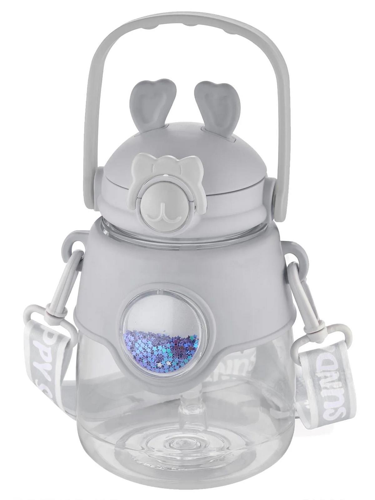 Vagonlife Taşıma Askılı Pipetli Çocuk Su Matarası 1250 ml - Gri