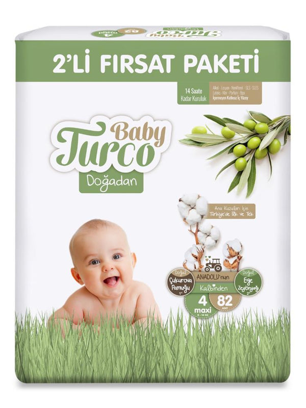 Baby Turco Doğadan Bebek Bezi Fırsat Paketi 4 Maxi Numara 82 Adet