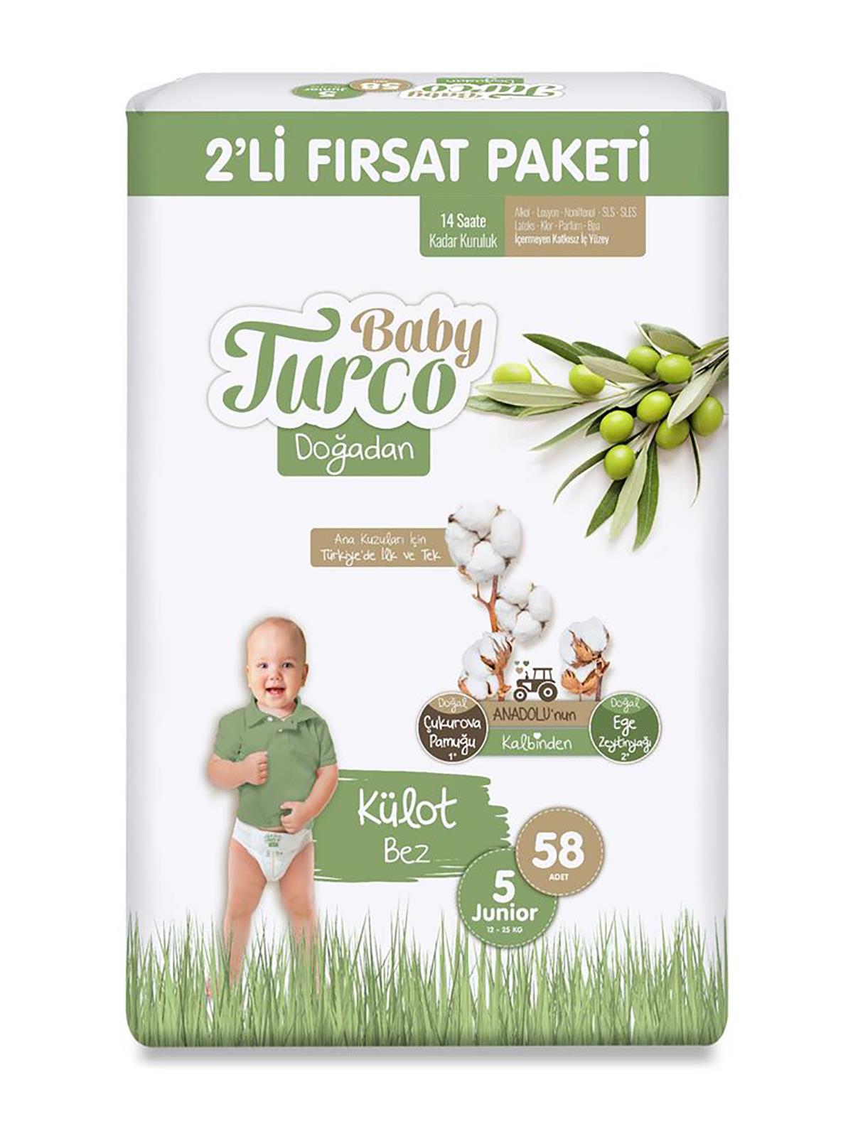 Baby Turco Doğadan Fırsat Paketi Külot Bez 5 Junior Numara 58 Adet