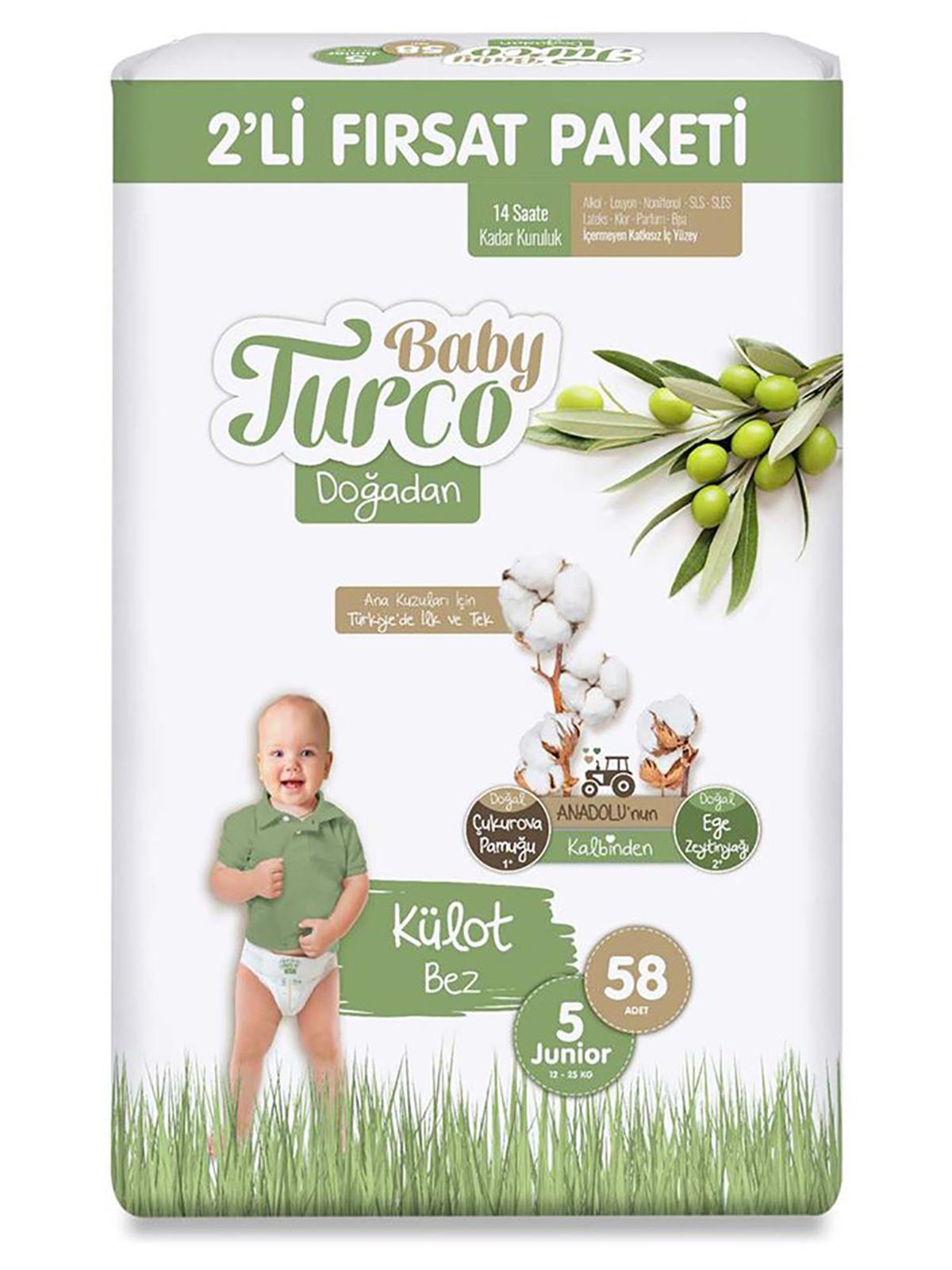 Baby Turco Doğadan Fırsat Paketi Külot Bez 5 Junior Numara 58 Adet