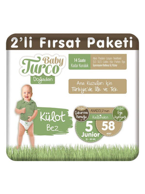 Baby Turco Doğadan Fırsat Paketi Külot Bez 5 Junior Numara 58 Adet