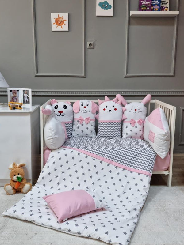Yuar Baby Neşeli Hayvanlar Beşik uyku Seti - Pembe