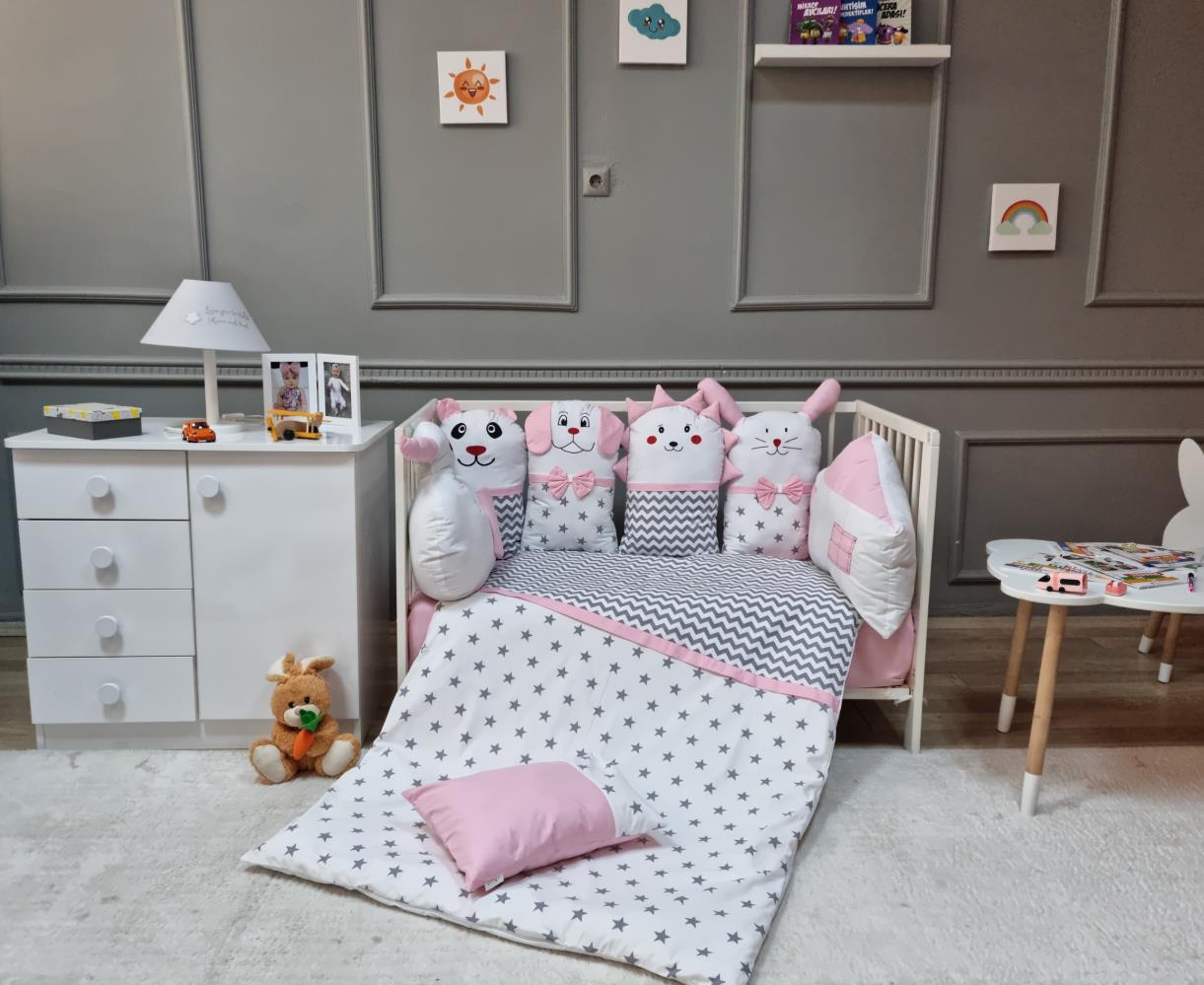 Yuar Baby Neşeli Hayvanlar Beşik uyku Seti - Pembe