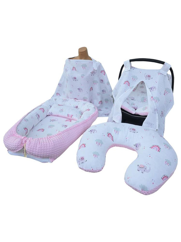Yuar Baby Pike Müslin 5 li Babynest Seti - Pembe