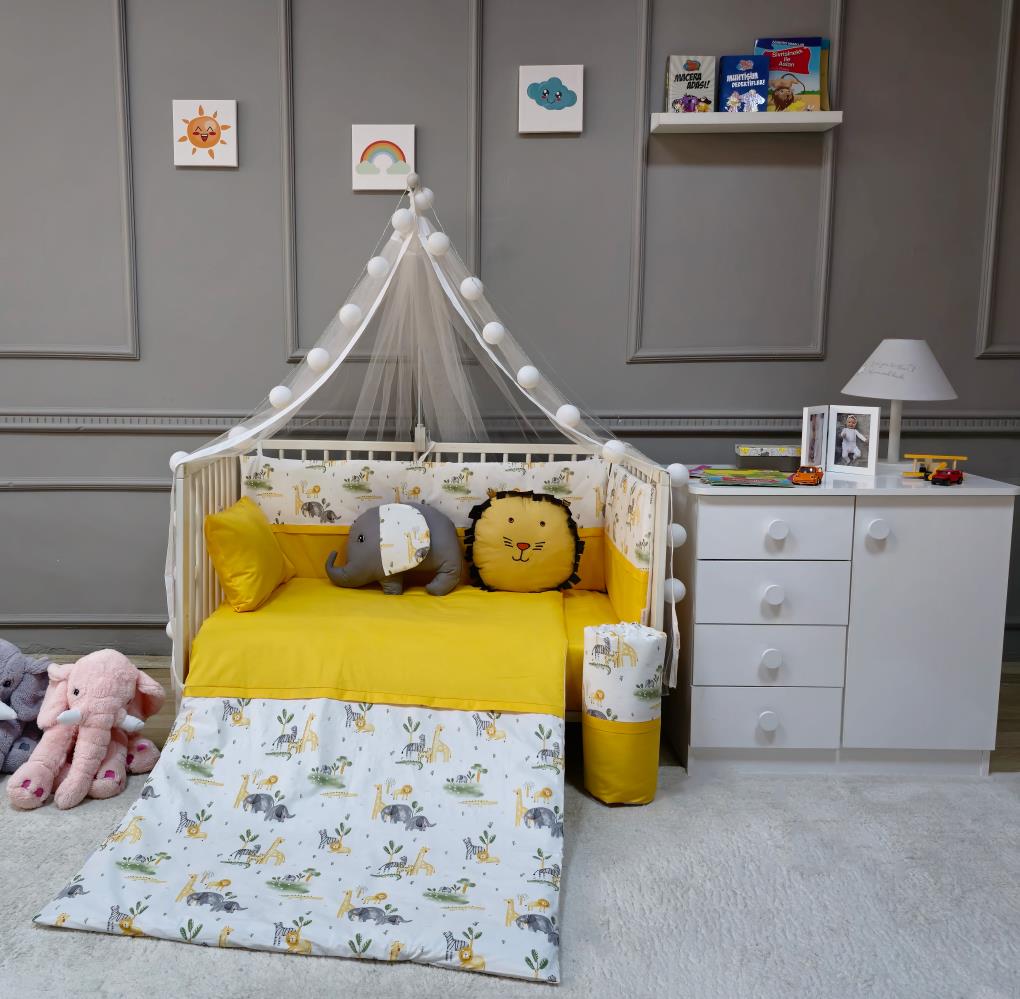 Yuar Baby Yan Duvarlı Beşik Uyku Seti - Sarı
