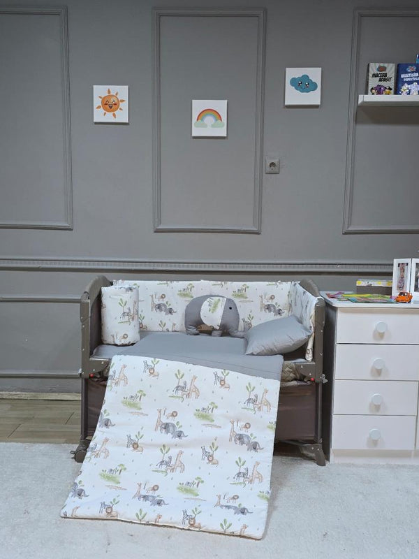 Yuar Baby Oyun Parkı Yan Duvarlı Uyku Seti - Gri