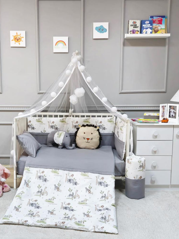 Yuar Baby Yan Duvarlı Beşik Uyku Seti - Gri