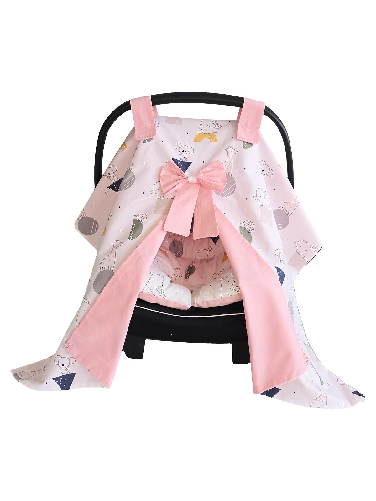 Yuar Baby Puset Örtüsü ve Puset Minderi 2'li Set  - Pembe