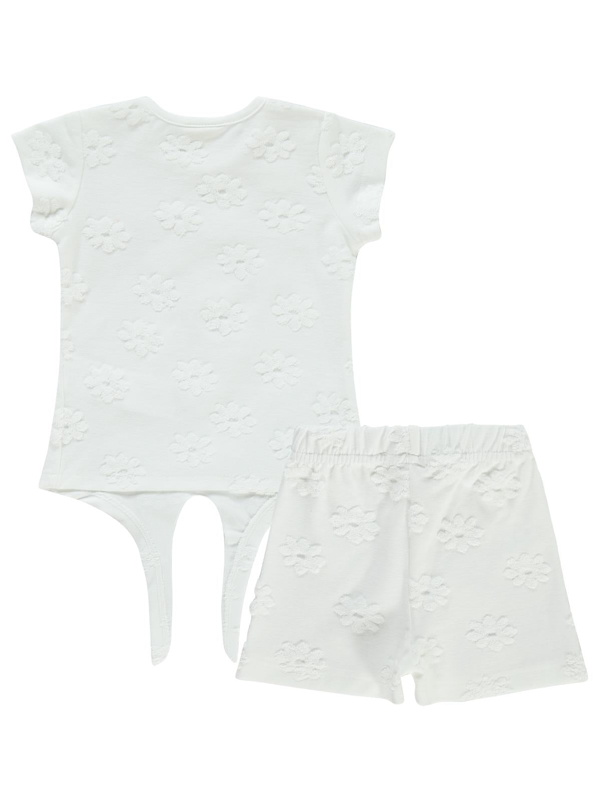 Civil Baby Papatya Kabartmalı Şortlu 6-18 Ay Takım - Ekru