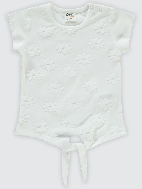 Civil Baby Papatya Kabartmalı Şortlu 6-18 Ay Takım - Ekru