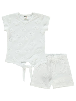 Civil Baby Papatya Kabartmalı Şortlu 6-18 Ay Takım - Ekru