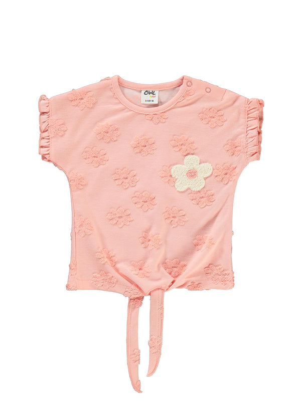 Civil Baby Papatya Kabartmalı Nakışlı 6-18 Ay Tişört - Pudra