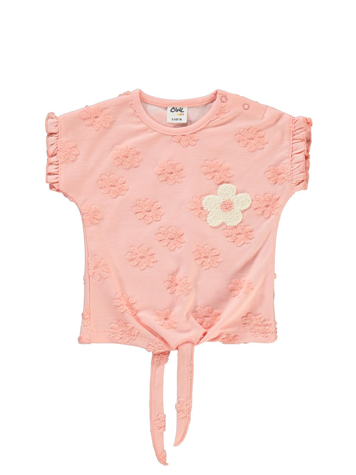 Civil Baby Papatya Kabartmalı Nakışlı 6-18 Ay Tişört - Pudra