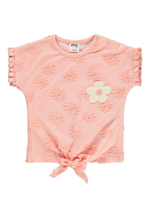Civil Baby Papatya Kabartmalı Nakışlı 6-18 Ay Tişört - Pudra