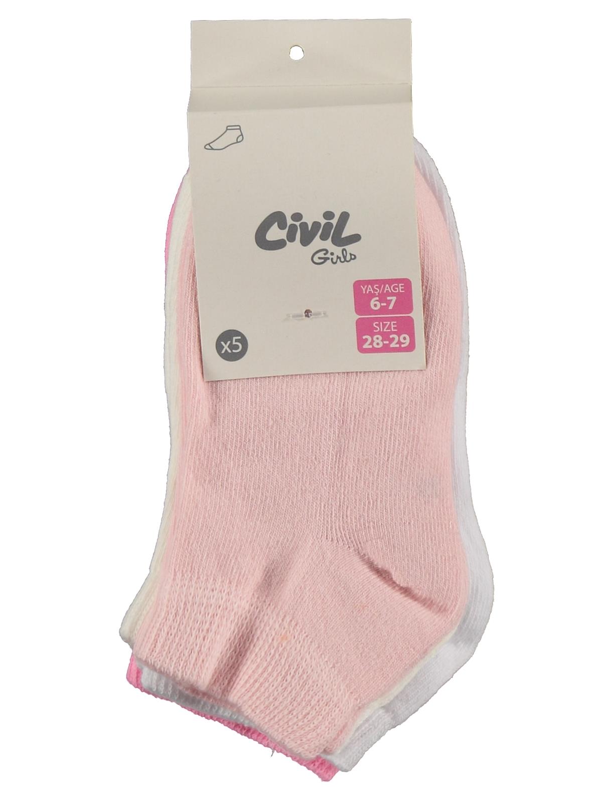 Civil Girls Düz 5'li 2-12 Yaş Patik Çorap