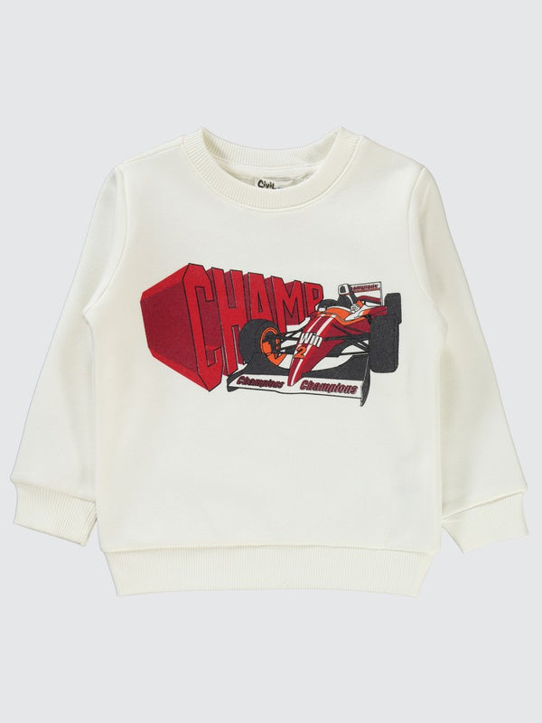 Civil Boys Champ Baskılı 2-5 Yaş Sweatshirt - Kırmızı