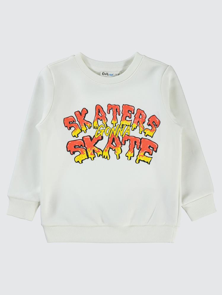 Civil Boys Skaters Gonna Baskılı 2-5 Yaş Sweatshirt - Turuncu