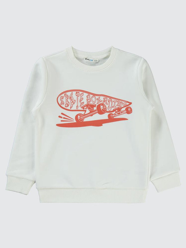 Civil Boys Skate Or Dıe Baskılı 6-9 Yaş Sweatshirt - Turuncu