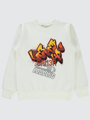Civil Boys Level Up Gamer Baskılı 10-13 Yaş Sweatshirt - Turuncu