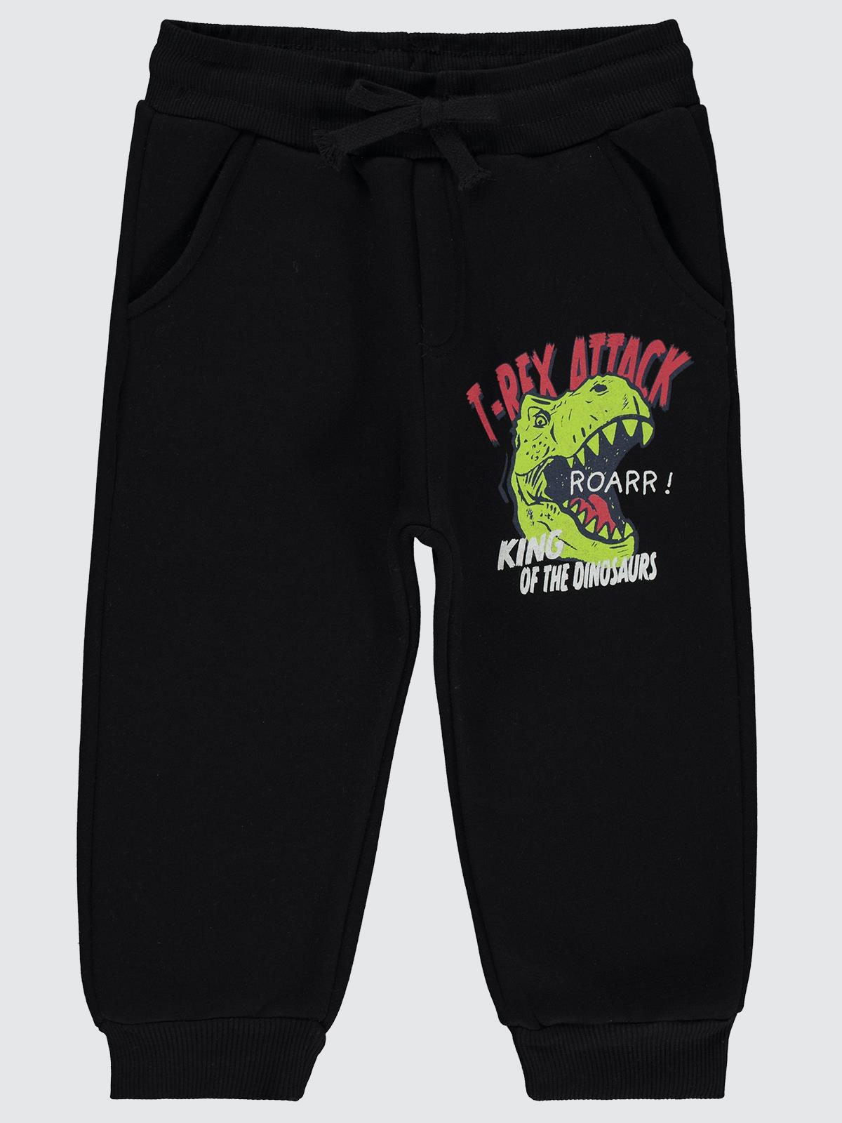 Civil Boys T-Rex Baskılı 2-5 Yaş Eşofman Altı - Siyah