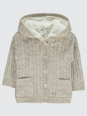 Civil Baby Saç Örgülü Welsoftlu 6-18 Ay Hırka - Bej