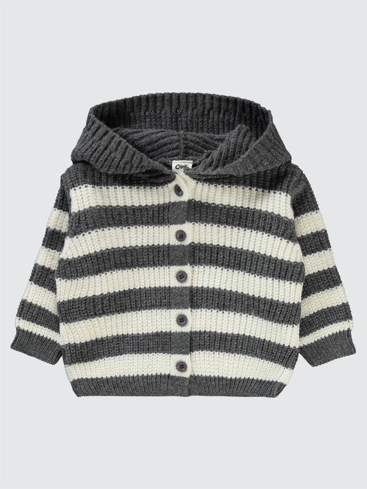 Civil Baby Çizgili 6-18 Ay Hırka - Gri