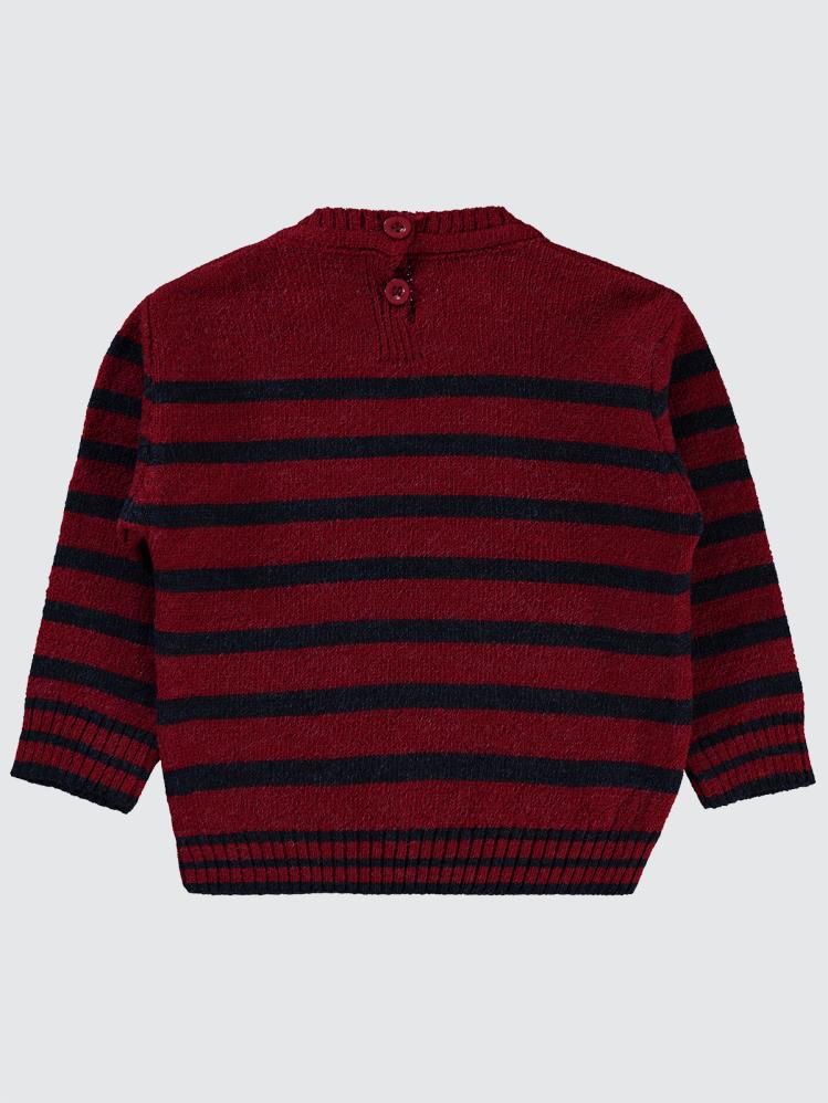 Civil Baby İnce Çizgili 6-18 Ay Kazak - Bordo