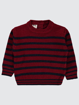 Civil Baby İnce Çizgili 6-18 Ay Kazak - Bordo