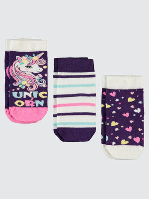 Civil Girls Unicorn 3'lü 3-11 Yaş Kız Soket Çorap