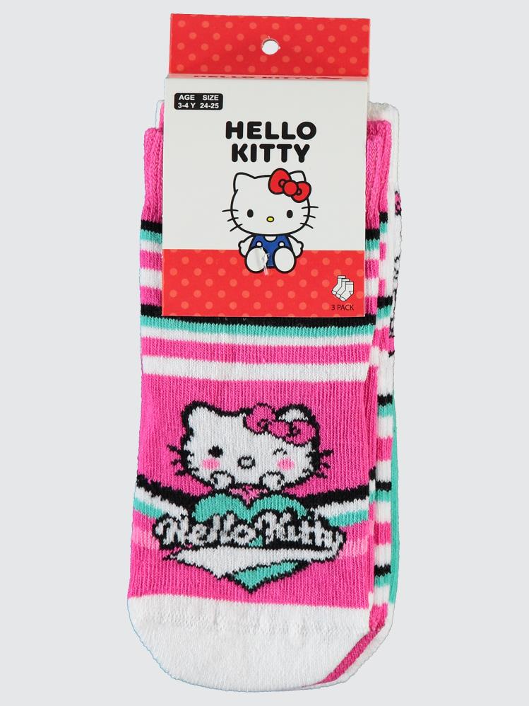 Hello Kitty 3'lü 2-12 Yaş Kız Soket Çorap