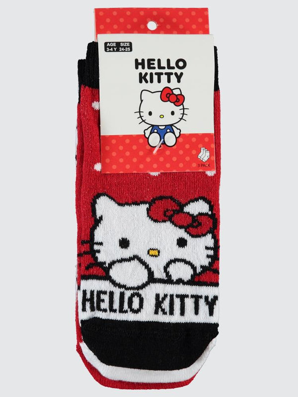 Hello Kitty 3'lü 2-12 Yaş Kız Soket Çorap