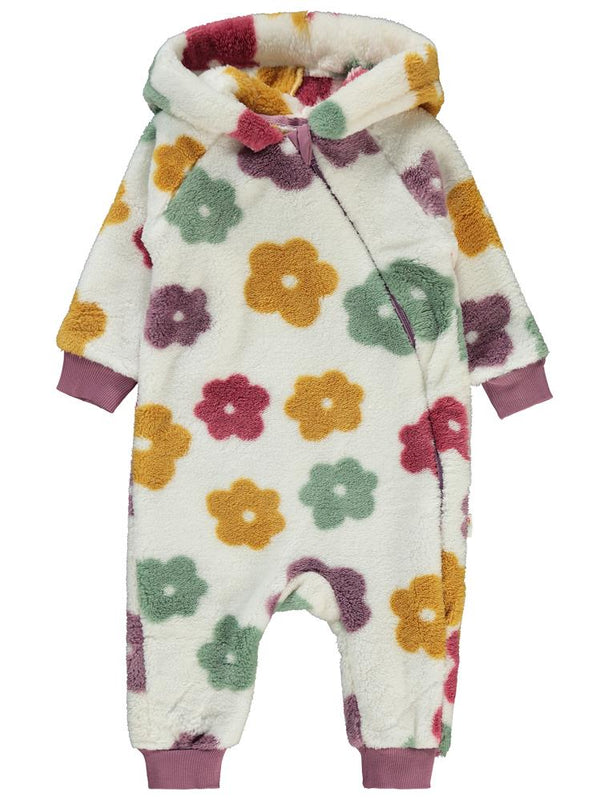 Civil Baby Renkli Çiçek Empirmeli 6-18 Ay Tulum - Ekru