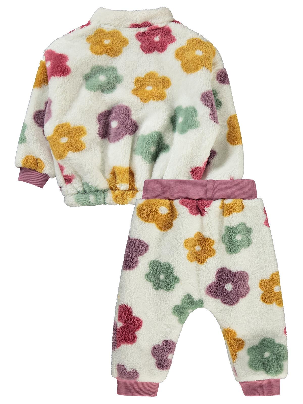 Civil Baby Renkli Çiçek Empirmeli 6-18 Ay Takım - Ekru