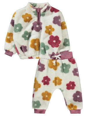 Civil Baby Renkli Çiçek Empirmeli 6-18 Ay Takım - Ekru