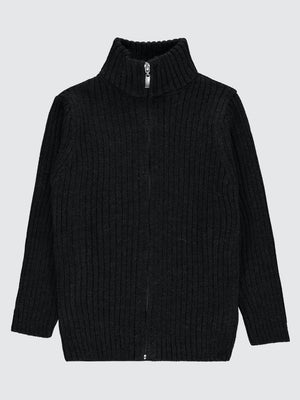 Civil Boys Fermuarlı Fitilli 10-13 Yaş Hırka - Siyah