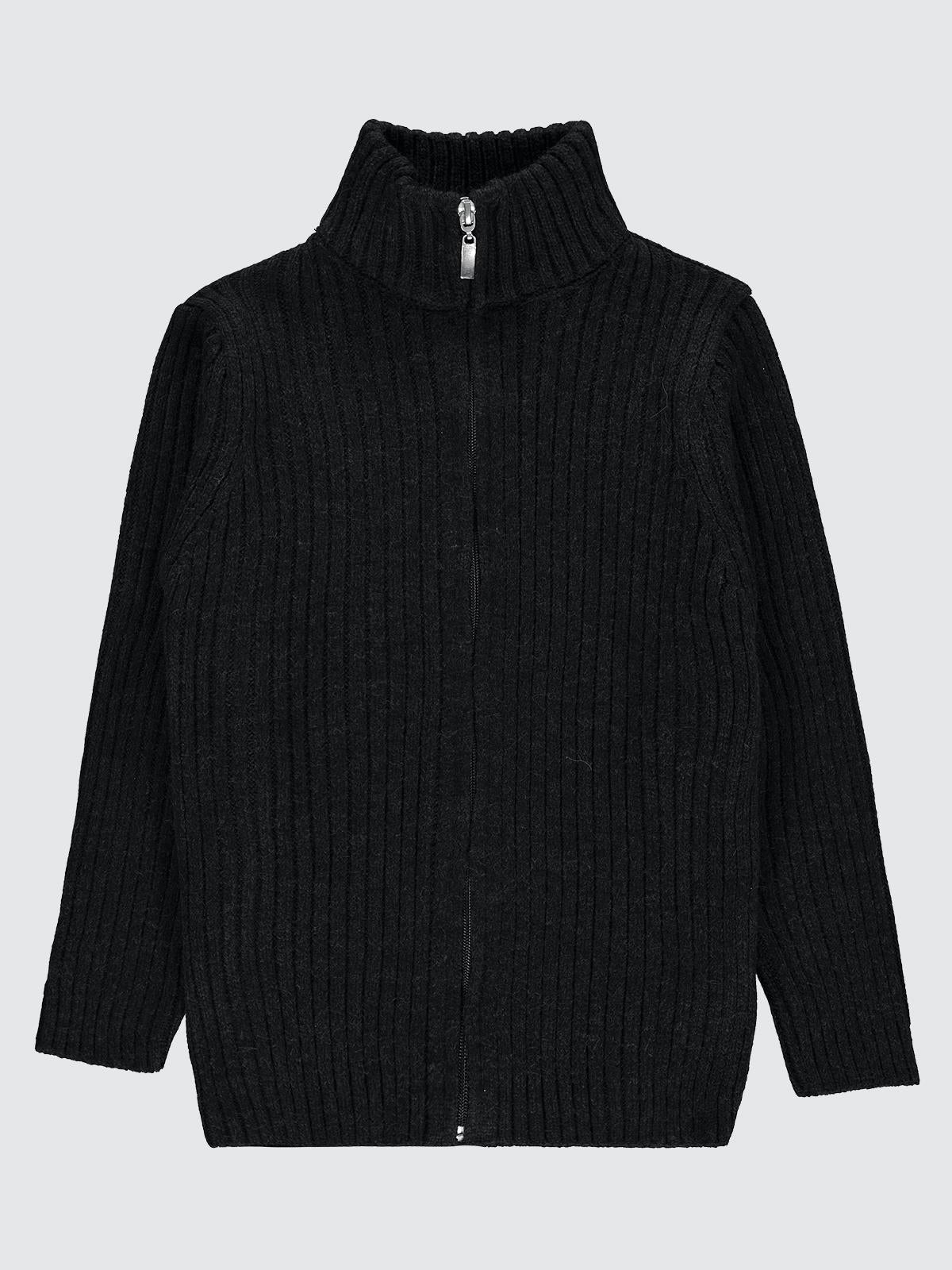 Civil Boys Fermuarlı Fitilli 6-9 Yaş Hırka - Siyah