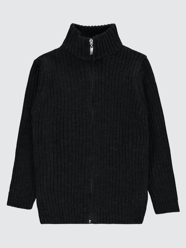 Civil Boys Fermuarlı Fitilli 6-9 Yaş Hırka - Siyah