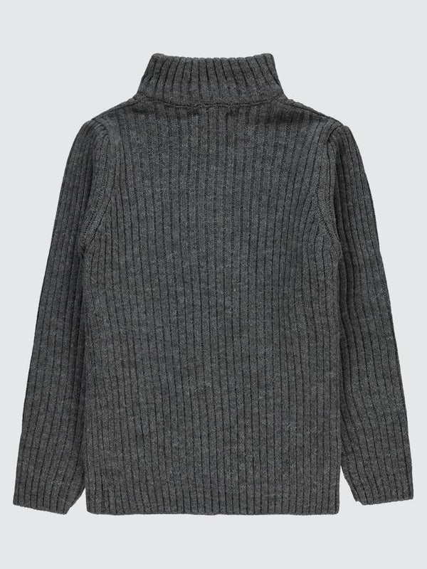 Civil Boys Fermuarlı Fitilli 6-9 Yaş Hırka - Gri