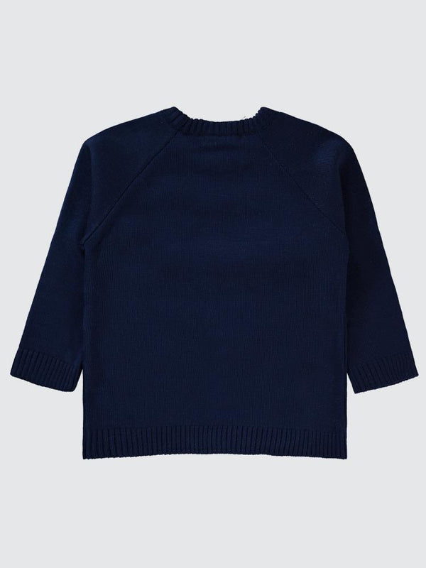 Civil Boys Ayı Baskılı Bisiklet Yaka 2-5 Yaş Kazak - Lacivert