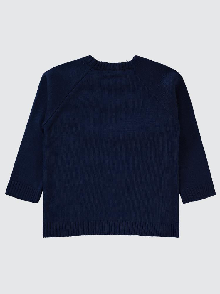 Civil Boys Ayı Baskılı Bisiklet Yaka 2-5 Yaş Kazak - Lacivert