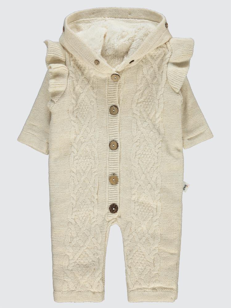 Civil Baby Polarlı Örgülü 6-18 Ay Tulum - Bej
