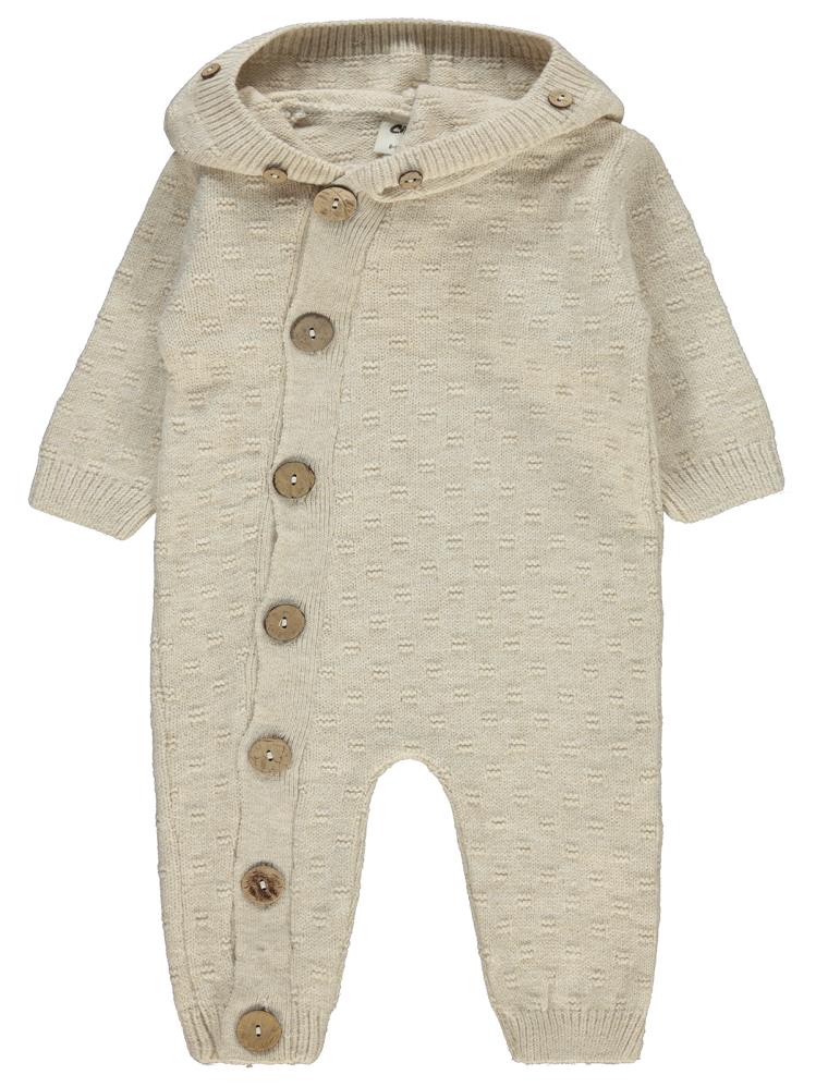 Civil Baby Yandan Açılımlı Tiktak Band Detaylı 6-18 Ay Tulum - Bej